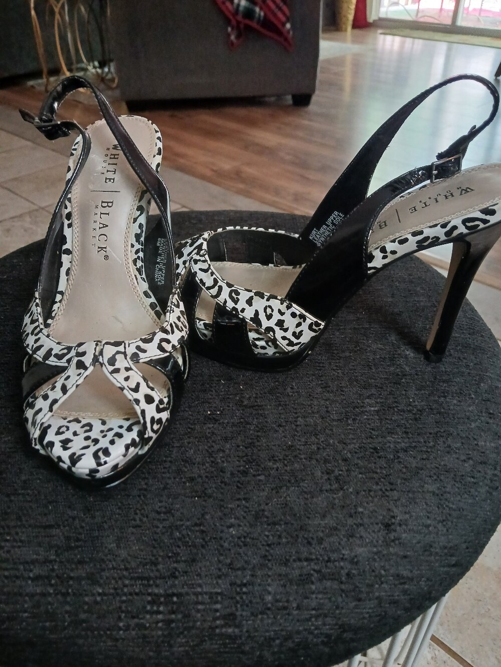 White House Black Market Leopard-Print Slingback Heels -